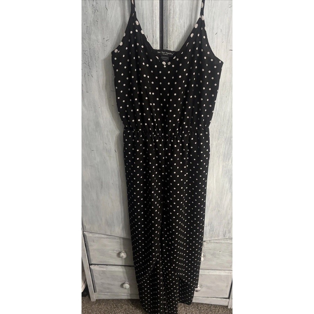 See you Monday polkadot sleeveless jumper romper Xl Black Boho